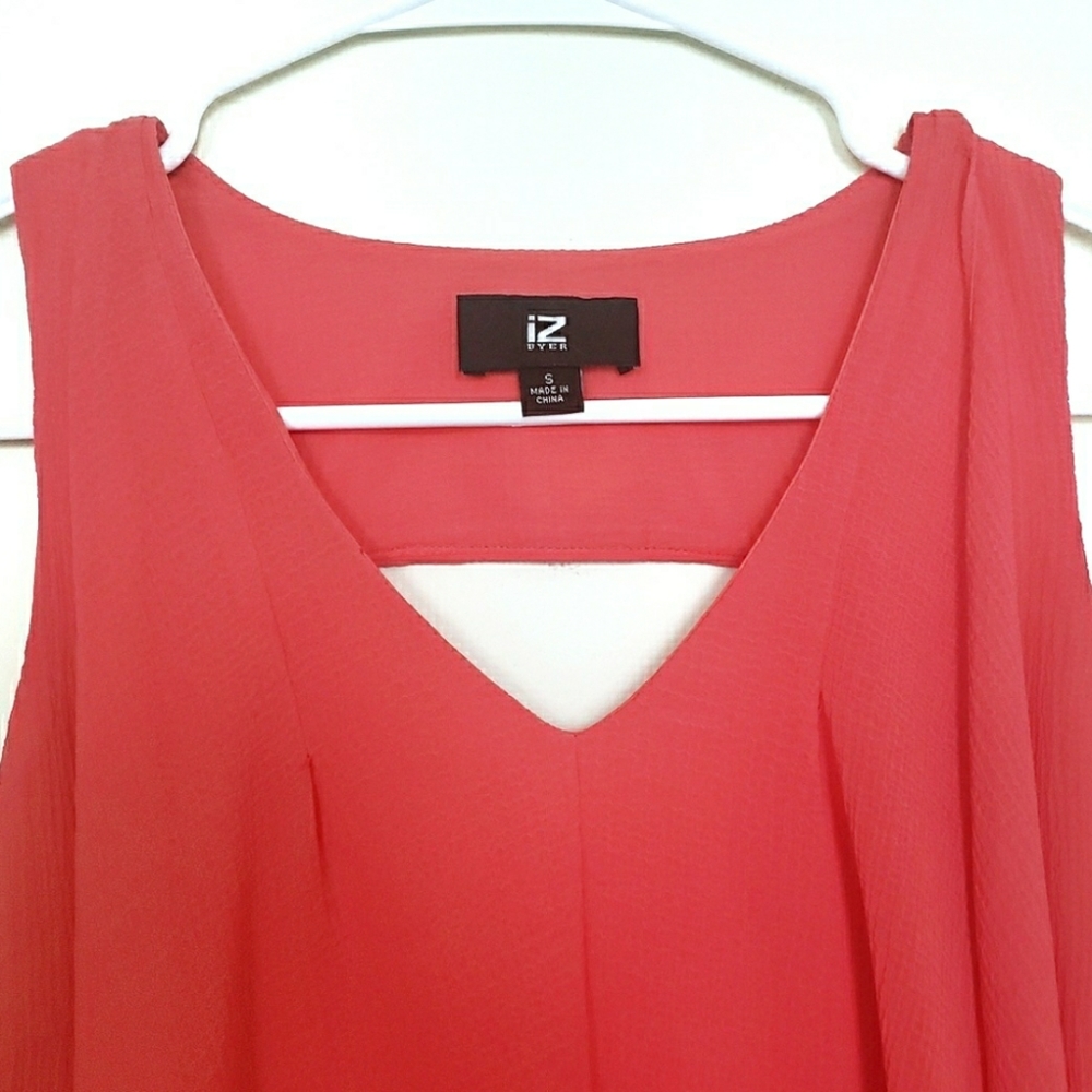 3/$15 Coral Chiffon Waterfall Ruffle Draped Tank